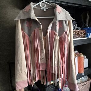 Pink suede star fringe jacket